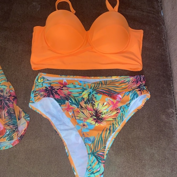 3pc swimsuit longline corset like top w/high hip rise thigh high bottoms&cover - Picture 4 of 5